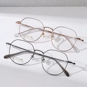 Lunettes Optiques de Style Coréen en Titane Mode Cadre Polygone en Métal Léger Lunettes Claires Anti-Lumière Bleue Pour Femmes Hommes