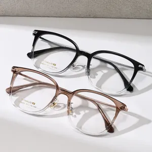 Monture de Lunettes Optiques Rondes Rétro TR90 Demi-Titane Femmes Mode Lunettes Myopie Verre Clair