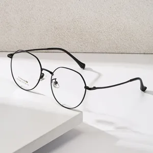 Occhiali da vista rotondi in titanio leggero eleganti lenti trasparenti viso grande