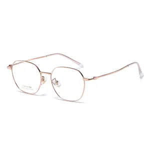 Montatura Occhiali Tondi in Titanio Oro Rosa Retro Myopia Occhiali per Unisex Principale