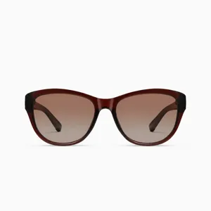 Lunettes de soleil polarisées pour femmes avec verres marron dégradés et monture chic.