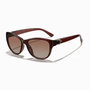 Lunettes de soleil femme marron degrade avec detail en metal elegante monture presentation