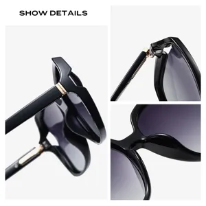 Femme lunettes de soleil oversize TR90 mode grande monture vue de detail noir degrade