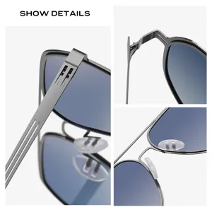 Lunettes de soleil polarisées en métal pour hommes conduite UV protection détail élégant
