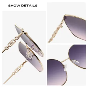 Lunettes de soleil femme cadre metal luxe createur degrade verres style details chic