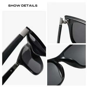 Lunettes de soleil polarisées pour hommes conduite protection UV cadre noir élégant