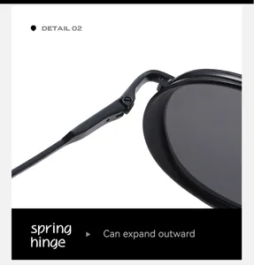 Metal sunglasses detail showcasing flexible spring hinge design for enhanced daily comfort.