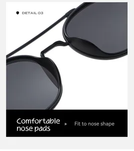Metal double bridge round sunglasses detail showcasing comfortable nose pads for men and women.
