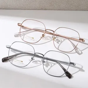 Occhiali Anti Luce Blu a Montatura Tonda Lusso Leggero Montatura Ottica in Titanio Ultra-Leggero per Uomo Donna