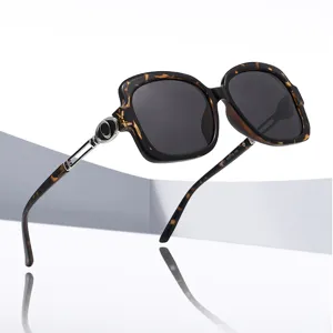 Mode Grande Monture Lunettes de Soleil Polarisées Femmes Hommes Rétro écaille Noir UV400 Lunettes de Soleil Extérieur Conduite Lunettes