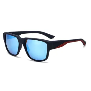Lunettes de soleil polarisees homme protection UV style conduite sport noir bleu miroir