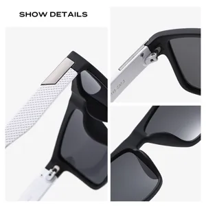Lunettes de soleil carrées rétro pour hommes polarisées avec branches texturées et UV.