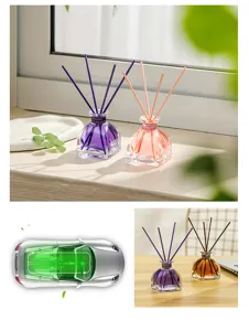 Reed diffuser essential oil air freshener set for bedroom home and car interior decor.