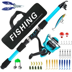 Draagbare Telescopische Vishengel En Reel Draagtas Glasvezel Zeevishengel Met Aas Accessoires