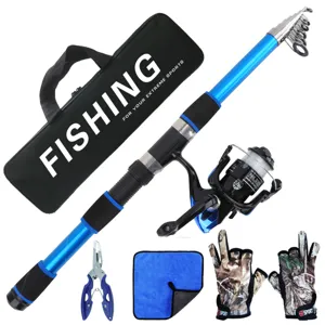 Outdoor Telescopische Vishengel Set Glasvezel Hengel Met Spinhaspel Vistas Accessoires
