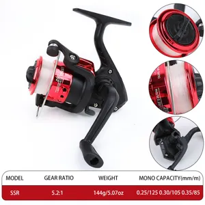 Lightweight fishing spinning reel with 5.2:1 gear ratio and smooth line capacity.