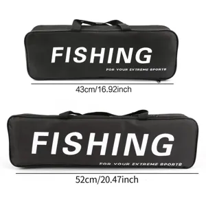 Black fishing rod bag storage case durable tackle carrier 43cm 52cm waterproof design