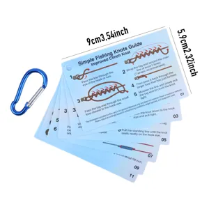 Fishing knot instruction cards set with carabiner, portable guide for outdoor fishing.