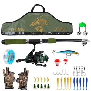 Outdoor Portable Telescopic Fishing Rod And Reel Combo Set With Army Green Travel Sea Fishing Gear Kit For Beginners
