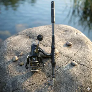 Carbon fiber fishing rod and spinning reel combo set, ideal for travel and bass fishing outdoors.