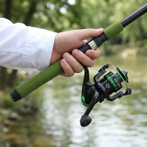 Telescopic fishing rod and GX2000 spinning reel set with green foam handle for outdoor travel.