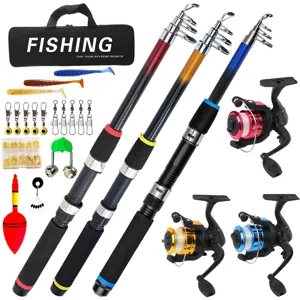 Portable Telescopic Fishing Rod And Spinning Reel Combo Set Outdoor Travel Sea Fishing Gear Equipment With Carrier Bag