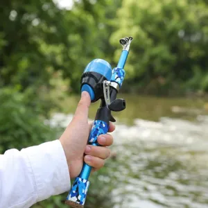 Portable telescopic fishing rod set with closed reel for kids outdoor sports fun fishing
