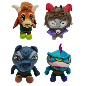 Cute animal and monster plush toys set, soft stuffed doll game merchandise for kids gifts.
