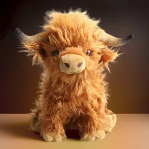 Simulation Scottish Highland Cow Plush Toy Cute Long Hair Stuffed Animal Doll Toy Fluffy Soft Companion Gift