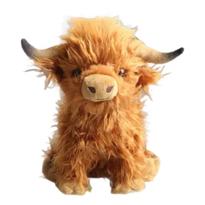 Fluffy simulation Scottish Highland cow plush toy cute stuffed animal doll for kids gift
