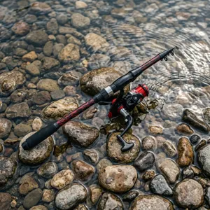 Telescopic fishing rod and spinning reel combo set, lightweight portable sea fishing gear.