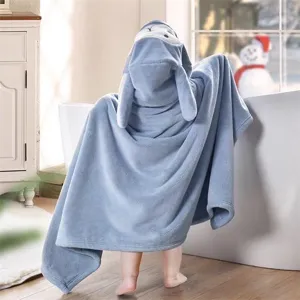 Παιδικό μπουρνούζι από fleece με κουκούλα μαλακό απορροφητικό χειμωνιάτικο παιδικό