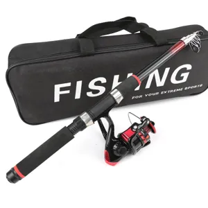 1.8M telescopic fishing rod set with spinning reel and durable black fishing bag for outdoor.