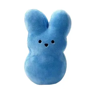 Blue easter bunny plush toy, soft stuffed animal doll, cute holiday gift, 15cm size.
