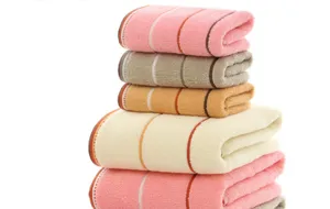 Set di asciugamani da bagno a righe in puro cotone morbido assorbente uso domestico