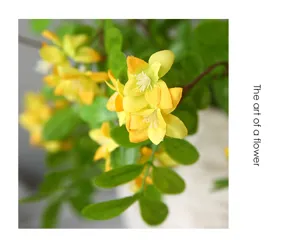 Artificial yellow sophora japonica flower branch for home decor floral arrangement detail view