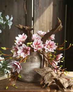 Artificial magnolia flower bouquet, Chinese style floral arrangement for living room decor.