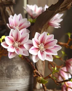 Artificial magnolia flower bouquet PU hand painted home decor floral arrangement style