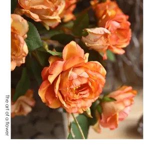 Fiori artificiali autunnali peonie rose bouquet decorazione per casa soggiorno 1 pz