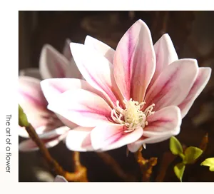 Artificial magnolia flower bouquet PU hand painted floral decor for living room table display
