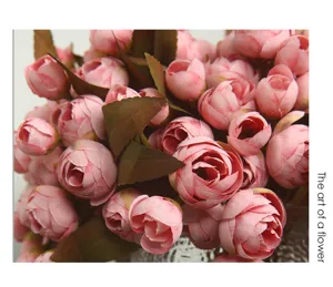 Künstlicher rosa Teerosen Blumenstrauß für Heimdekoration Wohnzimmer und schöne Blumenkunst