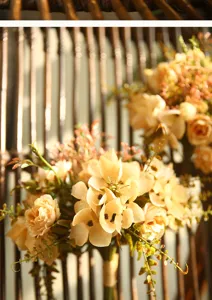 Bouquet di fiori artificiali rosa ortensia stile vintage decorazione casa nordica supporto.