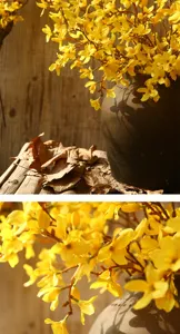 Branche de forsythia artificielle fausses fleurs jaunes pour déco intérieure maison