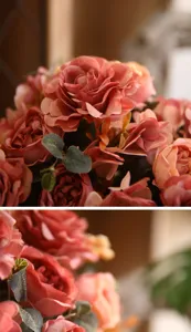 Kunstblumen Rosen Strauß, vintage rosa künstliche Blumen Gesteck für Tisch Dekoration.