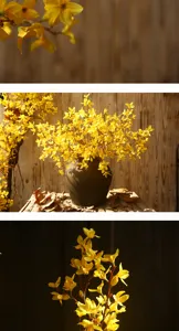 Branche de Forsythia artificielle décoration d'intérieur arrangement floral hôtel détail