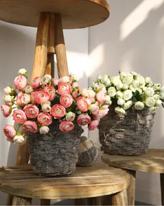 Simulated camellia flower arrangement 15 heads exquisite home decor detail display