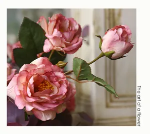 Finta peonia rosa autunnale vintage decorazione per la casa soggiorno composizione floreale.