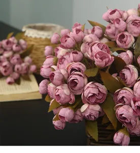 Kunstteerose Blumenstrauß Seidenblumen für Wohnzimmer Dekoration künstliche Blumenarrangements