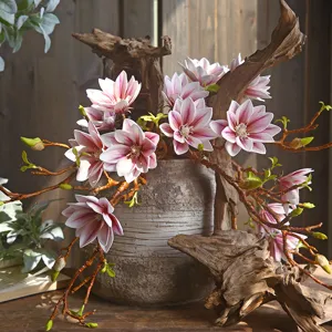 New Chinese Style Artificial Magnolia Flower Bouquet Silk Flower Hand Painted Magnolia For Living Room Home Decoration