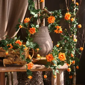 Artificial Rose Flower Vine Simulation Silk Flower Hanging Garland For Home Wall Decor Wedding Party Engineering Decoration